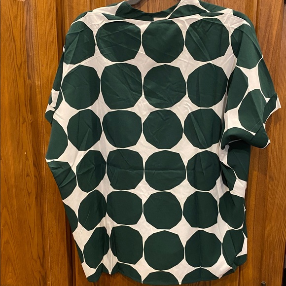 NWT JODIFL Dark Green Dot Print Blouse size small - Picture 5 of 6